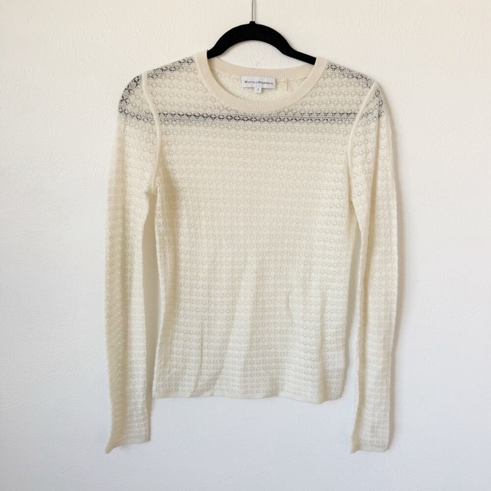 White + Warren Pointelle Extra Fine Wool Sweater Sz S